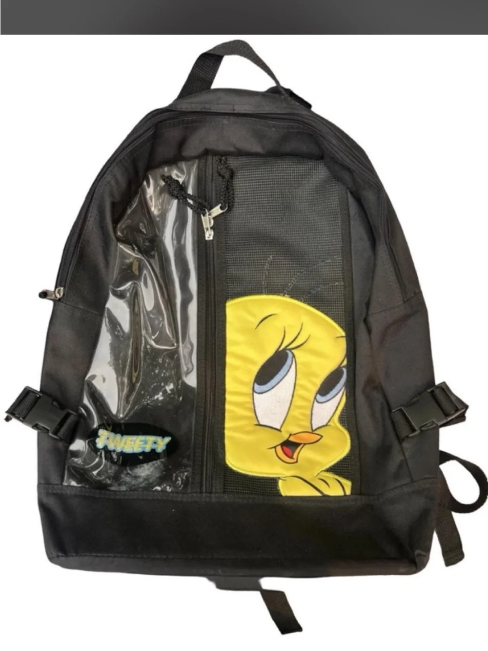Vtg Looney Tunes Black Backpack/luggage with roller (Yellow Tweety Graphic)